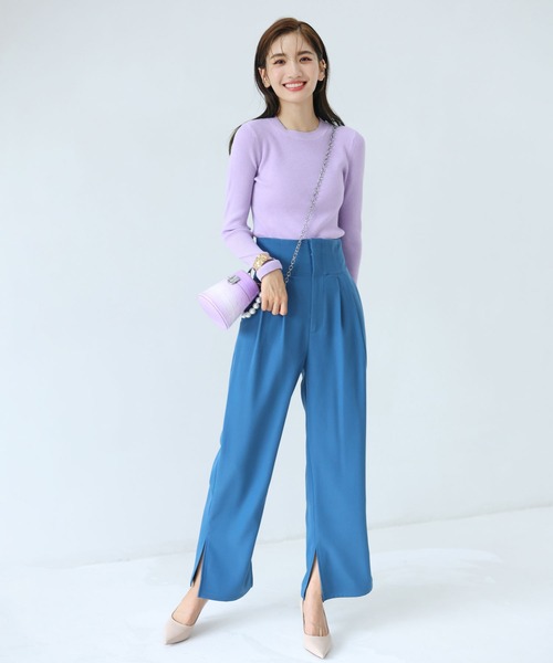 SAISON DE PAPILLON（セゾンドパピヨン）の「バックゴムハイウエストストレートパンツ（その他パンツ・レディース・ブルー/ブラウン/ブラック・S/M/L）」の8枚目の写真