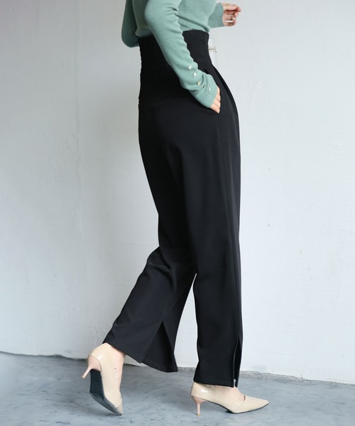 SAISON DE PAPILLON（セゾンドパピヨン）の「バックゴムハイウエストストレートパンツ（その他パンツ・レディース・ブルー/ブラウン/ブラック・S/M/L）」の10枚目の写真