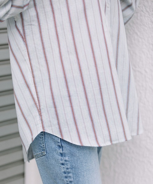 Munich（ミューニック）の「Munich(ミューニック) ターキーリヨセルストライプローン　バッククロスシャツブラウス（シャツ/ブラウス・レディース・サックスブルー・FREE）」の5枚目の写真