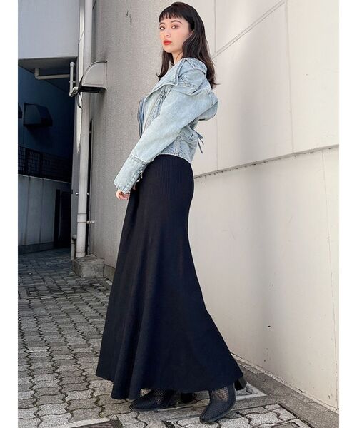 GYDA(ジェイダ)の「【SETUP着用可】リブソフトマーメイドニットスカート(スカート・レディース・ブラック/ベージュ/アイボリー・FREE)」の4枚目の写真