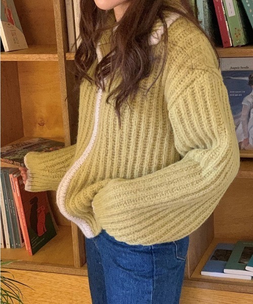 MANGROVE(マングローブ)の「ケーブルニットブルゾン(ブルゾン・レディース・ライトグレー/イエロー/グレー・FREE)」の7枚目の写真