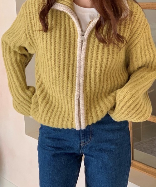 MANGROVE(マングローブ)の「ケーブルニットブルゾン(ブルゾン・レディース・ライトグレー/イエロー/グレー・FREE)」の8枚目の写真