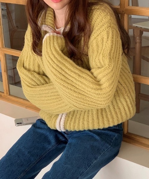 MANGROVE(マングローブ)の「ケーブルニットブルゾン(ブルゾン・レディース・ライトグレー/イエロー/グレー・FREE)」の9枚目の写真