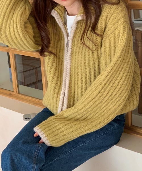 MANGROVE(マングローブ)の「ケーブルニットブルゾン(ブルゾン・レディース・ライトグレー/イエロー/グレー・FREE)」の12枚目の写真