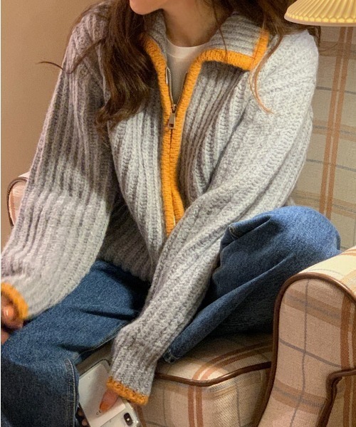 MANGROVE(マングローブ)の「ケーブルニットブルゾン(ブルゾン・レディース・ライトグレー/イエロー/グレー・FREE)」の14枚目の写真