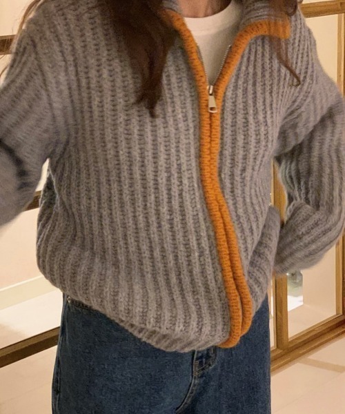MANGROVE(マングローブ)の「ケーブルニットブルゾン(ブルゾン・レディース・ライトグレー/イエロー/グレー・FREE)」の17枚目の写真