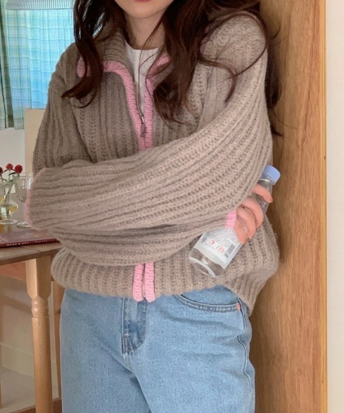 MANGROVE(マングローブ)の「ケーブルニットブルゾン(ブルゾン・レディース・ライトグレー/イエロー/グレー・FREE)」の19枚目の写真