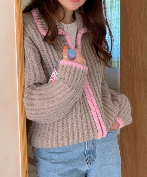 MANGROVE(マングローブ)の「ケーブルニットブルゾン(ブルゾン・レディース・ライトグレー/イエロー/グレー・FREE)」の20枚目の写真