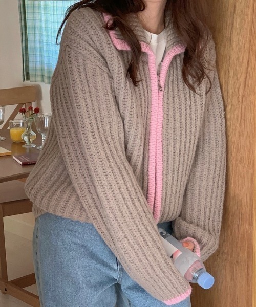 MANGROVE(マングローブ)の「ケーブルニットブルゾン(ブルゾン・レディース・ライトグレー/イエロー/グレー・FREE)」の22枚目の写真