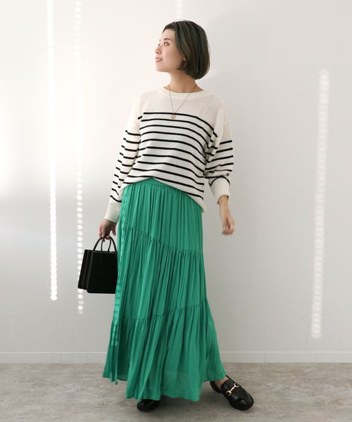 Simplicite（サンプリシテ）の「パネルボーダーニットプルオーバー◆（ニット/セーター・レディース・ホワイト/ブラック/ネイビー・FREE）」の22枚目の写真