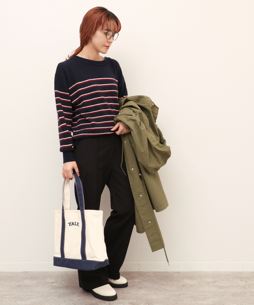 Simplicite（サンプリシテ）の「パネルボーダーニットプルオーバー◆（ニット/セーター・レディース・ホワイト/ブラック/ネイビー・FREE）」の17枚目の写真