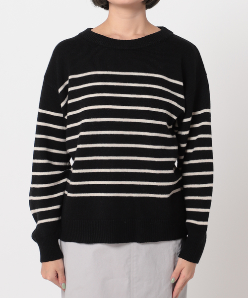 Simplicite（サンプリシテ）の「パネルボーダーニットプルオーバー◆（ニット/セーター・レディース・ホワイト/ブラック/ネイビー・FREE）」の16枚目の写真