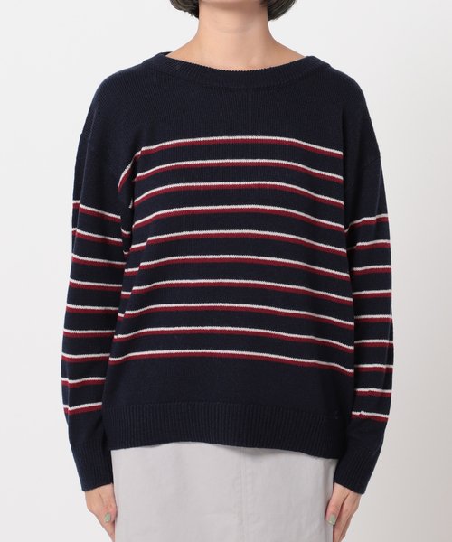 Simplicite（サンプリシテ）の「パネルボーダーニットプルオーバー◆（ニット/セーター・レディース・ホワイト/ブラック/ネイビー・FREE）」の14枚目の写真