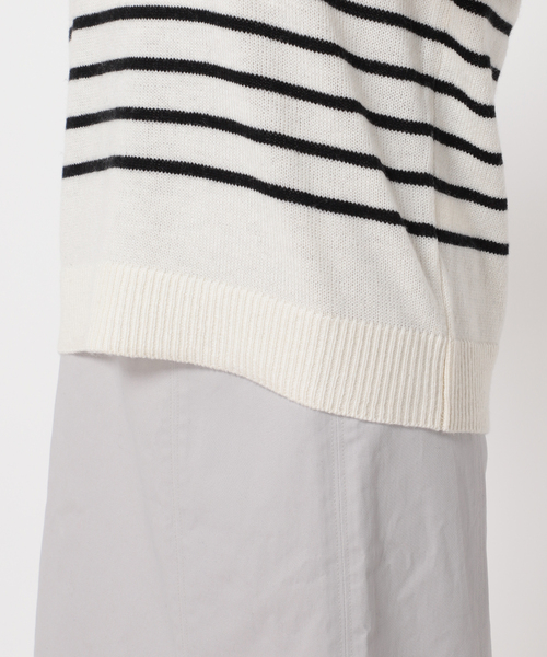 Simplicite（サンプリシテ）の「パネルボーダーニットプルオーバー◆（ニット/セーター・レディース・ホワイト/ブラック/ネイビー・FREE）」の7枚目の写真