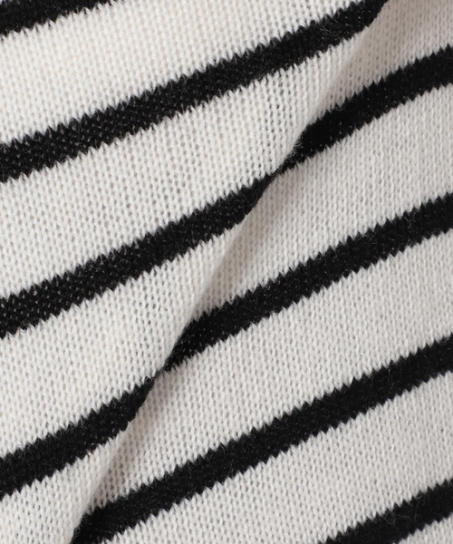 Simplicite（サンプリシテ）の「パネルボーダーニットプルオーバー◆（ニット/セーター・レディース・ホワイト/ブラック/ネイビー・FREE）」の5枚目の写真