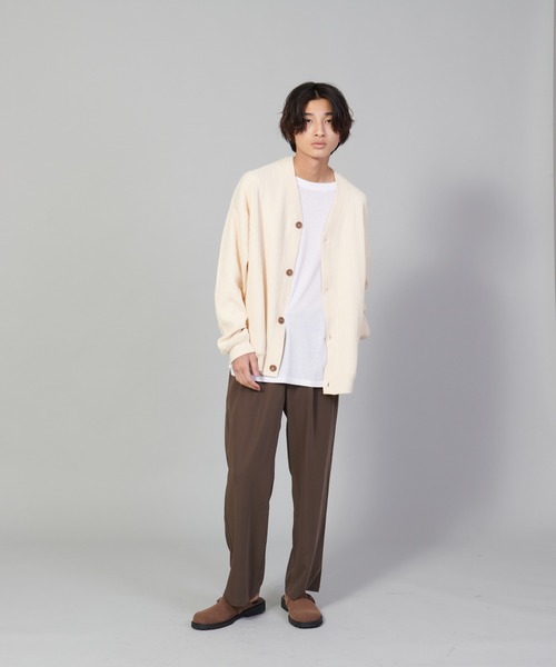 UNIIT（ユニット）の「【UNIIT/ユニット】ビッグワッフルカーディガン（カーディガン/ボレロ・メンズ・ブラック/グリーン/アイボリー・SMALL/MEDIUM/LARGE）」の13枚目の写真