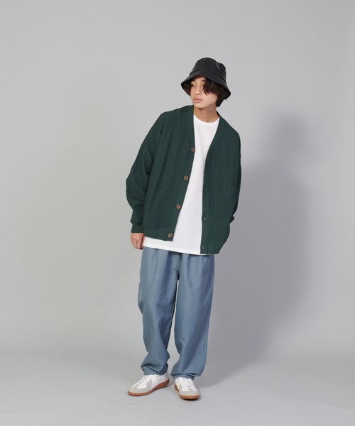 UNIIT（ユニット）の「【UNIIT/ユニット】ビッグワッフルカーディガン（カーディガン/ボレロ・メンズ・ブラック/グリーン/アイボリー・SMALL/MEDIUM/LARGE）」の22枚目の写真