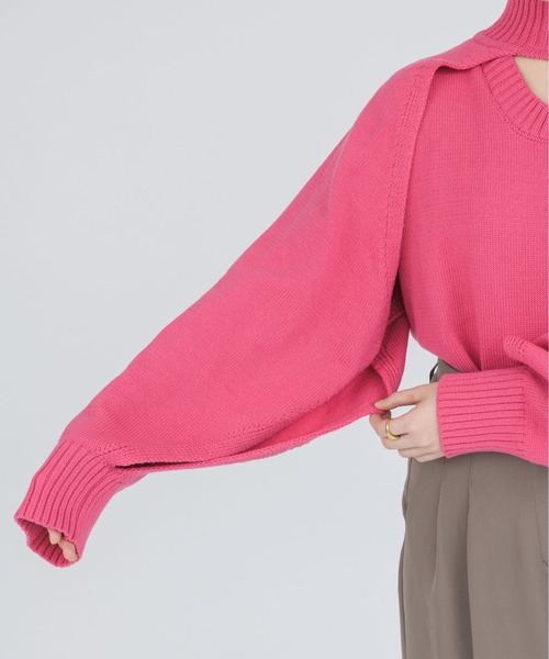 NEUNA(ヌナ)の「【ノースリーブでも着用できる】3WAY肌見せデコルテサマーニットベスト/ボレロ(ニット/セーター・レディース・ホワイト/チャコールグレー/ピンク・FREE)」の10枚目の写真