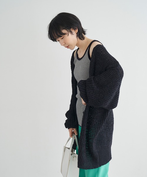 Chaco closet(チャコ クローゼット)の「ワッフルマルチボーダー配色パイピングタンクトップ(タンクトップ・レディース・ブラック/ブラウン/イエロー/ブルー/グリーン/モスグリーン・FREE)」の17枚目の写真