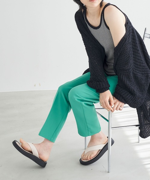Chaco closet(チャコ クローゼット)の「ワッフルマルチボーダー配色パイピングタンクトップ(タンクトップ・レディース・ブラック/ブラウン/イエロー/ブルー/グリーン/モスグリーン・FREE)」の18枚目の写真