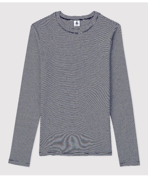 tシャツ ミラレクルーネック長袖Ｔシャツ レディース PETIT BATEAU（プチバトー）の「ミラレクルーネック長袖Tシャツ