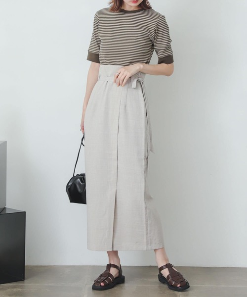 SENSE OF PLACE by URBAN RESEARCH（センスオブプレイスバイアーバンリサーチ）の「『XS・TALL展開あり』リネンライクハイウエストラップスカート（スカート・レディース・ブラック/レッド/ブルー/グリーン/ライトベージュ・SMALL/MEDIUM/LARGE/X-SMALL/TALL）」の7枚目の写真