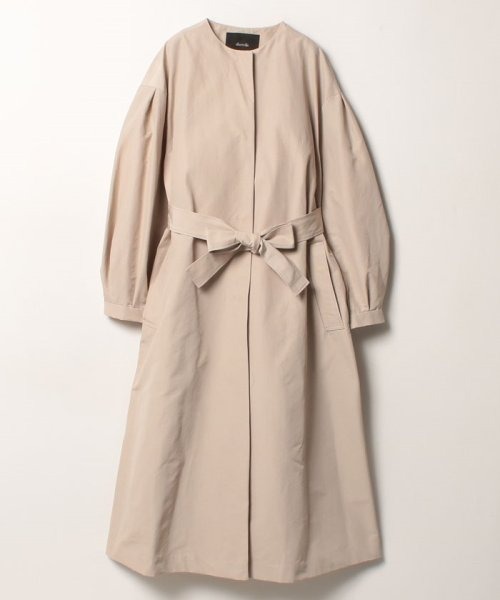 allureville（アルアバイル）の「グログランノーカラータックスリーブコート（トレンチコート・レディース・グレイッシュベージュ/ネイビー/サックスブルー/グリーン・2/1）」の2枚目の写真