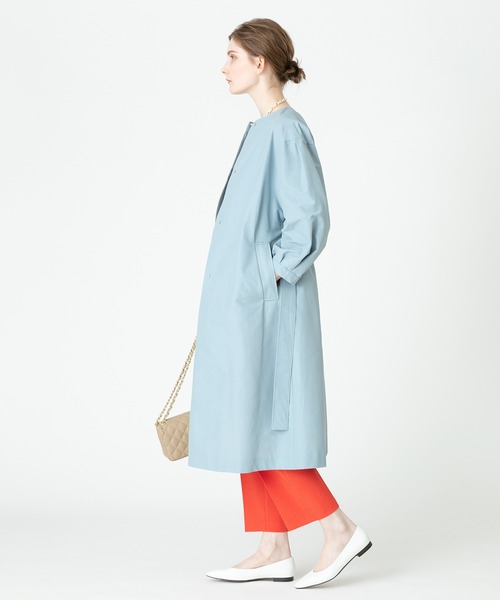 allureville（アルアバイル）の「グログランノーカラータックスリーブコート（トレンチコート・レディース・グレイッシュベージュ/ネイビー/サックスブルー/グリーン・2/1）」の22枚目の写真