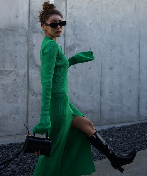 esutoreja（エストレジャ）の「襟付リブデザインワンピース（ワンピース・レディース・グリーン/ベージュ/ブラック/ピンク・FREE）」の21枚目の写真