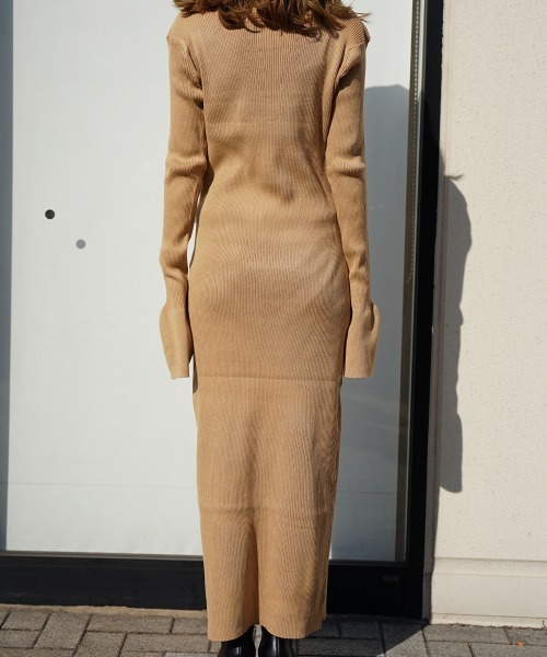 esutoreja（エストレジャ）の「襟付リブデザインワンピース（ワンピース・レディース・グリーン/ベージュ/ブラック/ピンク・FREE）」の7枚目の写真