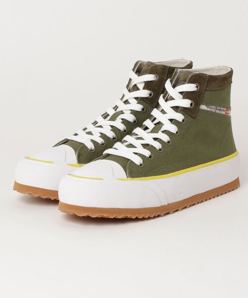 DIESEL（ディーゼル）の「メンズ MIXマテリアル ボリュームソール ミドルカットスニーカー（スニーカー・メンズ・ホワイト/カーキ/インディゴブルー/ブラック系その他・44/40/41/42/43）」の3枚目の写真