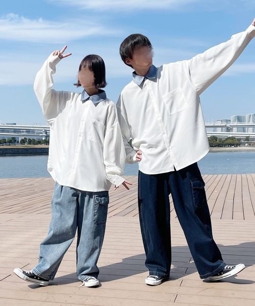 PairPair（ペアペア）の「クレリックシャツ(ユニセックス)（シャツ/ブラウス・メンズ・ライトブルー/オフホワイト/イエロー・MEDIUM/LARGE）」の12枚目の写真