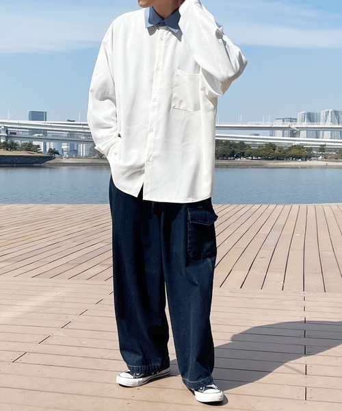 PairPair（ペアペア）の「クレリックシャツ(ユニセックス)（シャツ/ブラウス・メンズ・ライトブルー/オフホワイト/イエロー・MEDIUM/LARGE）」の14枚目の写真