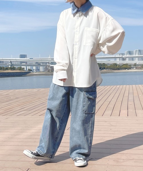 PairPair（ペアペア）の「クレリックシャツ(ユニセックス)（シャツ/ブラウス・メンズ・ライトブルー/オフホワイト/イエロー・MEDIUM/LARGE）」の17枚目の写真