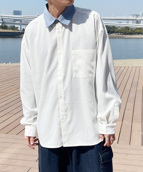 PairPair（ペアペア）の「クレリックシャツ(ユニセックス)（シャツ/ブラウス・メンズ・ライトブルー/オフホワイト/イエロー・MEDIUM/LARGE）」の4枚目の写真