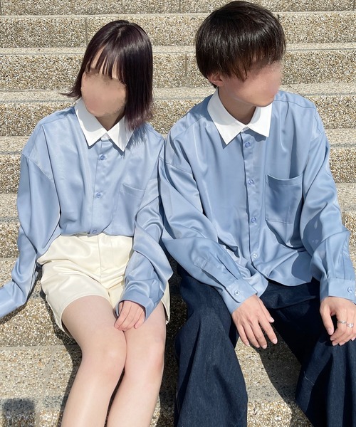 PairPair（ペアペア）の「クレリックシャツ(ユニセックス)（シャツ/ブラウス・メンズ・ライトブルー/オフホワイト/イエロー・MEDIUM/LARGE）」の5枚目の写真