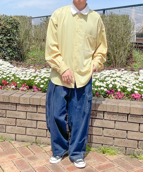 PairPair（ペアペア）の「クレリックシャツ(ユニセックス)（シャツ/ブラウス・メンズ・ライトブルー/オフホワイト/イエロー・MEDIUM/LARGE）」の8枚目の写真