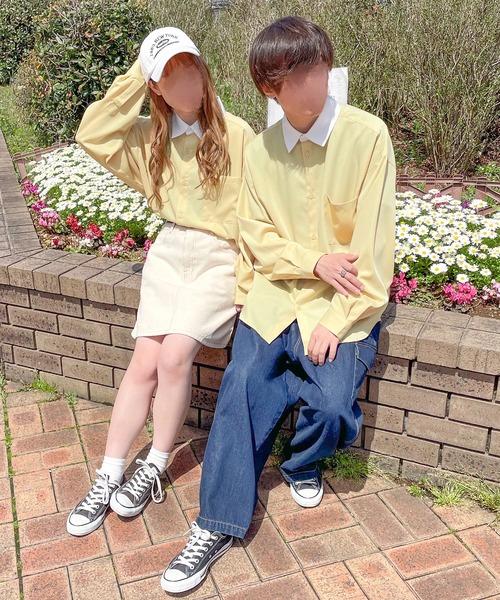 PairPair（ペアペア）の「クレリックシャツ(ユニセックス)（シャツ/ブラウス・メンズ・ライトブルー/オフホワイト/イエロー・MEDIUM/LARGE）」の7枚目の写真