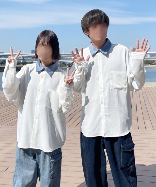 PairPair（ペアペア）の「クレリックシャツ(ユニセックス)（シャツ/ブラウス・メンズ・ライトブルー/オフホワイト/イエロー・MEDIUM/LARGE）」の10枚目の写真