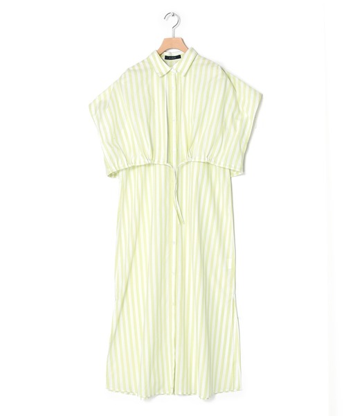 w closet(ダブルクローゼット)の「先染めストライプレイヤード風シャツワンピース(シャツワンピース・レディース・ブラック/ブルー/グリーン・FREE)」の13枚目の写真