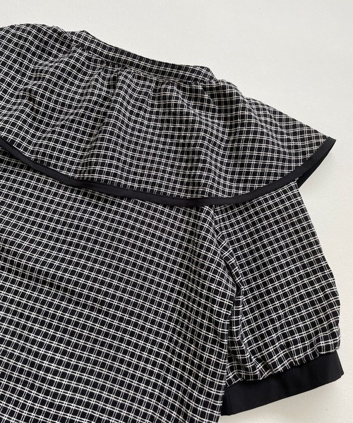 JUGLANS(ユグランス)の「☆ 大胆なフリル襟がポイント。チェックプリントパイピング襟ブラウス 35786(シャツ/ブラウス・レディース・ホワイト/ブラック・FREE)」の13枚目の写真