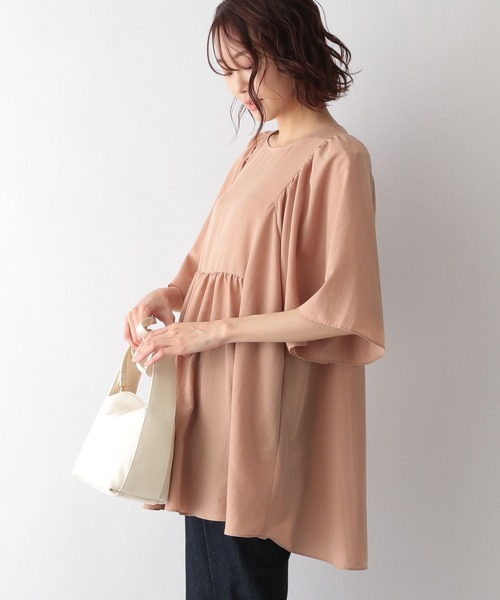 GLOBAL WORK（グローバルワーク）の「お手入れらくらくチュニック/266994（シャツ/ブラウス・レディース・グレイッシュベージュ/カーキ/オレンジ/スミクロ/イエロー系その他・FREE）」の16枚目の写真