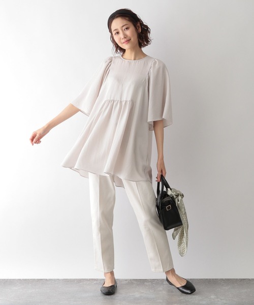 GLOBAL WORK（グローバルワーク）の「お手入れらくらくチュニック/266994（シャツ/ブラウス・レディース・グレイッシュベージュ/カーキ/オレンジ/スミクロ/イエロー系その他・FREE）」の7枚目の写真