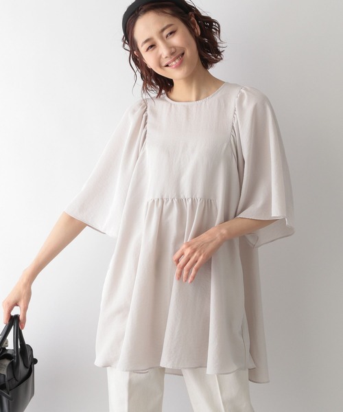 GLOBAL WORK（グローバルワーク）の「お手入れらくらくチュニック/266994（シャツ/ブラウス・レディース・グレイッシュベージュ/カーキ/オレンジ/スミクロ/イエロー系その他・FREE）」の9枚目の写真