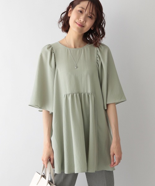 GLOBAL WORK（グローバルワーク）の「お手入れらくらくチュニック/266994（シャツ/ブラウス・レディース・グレイッシュベージュ/カーキ/オレンジ/スミクロ/イエロー系その他・FREE）」の12枚目の写真