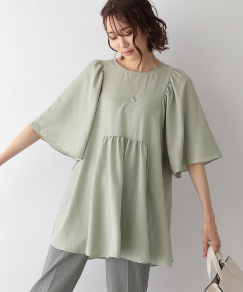 GLOBAL WORK（グローバルワーク）の「お手入れらくらくチュニック/266994（シャツ/ブラウス・レディース・グレイッシュベージュ/カーキ/オレンジ/スミクロ/イエロー系その他・FREE）」の13枚目の写真