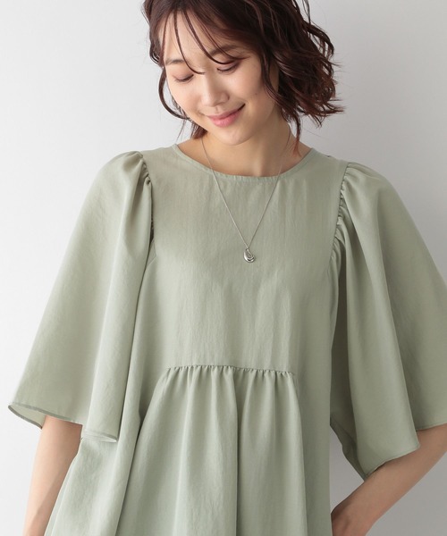 GLOBAL WORK（グローバルワーク）の「お手入れらくらくチュニック/266994（シャツ/ブラウス・レディース・グレイッシュベージュ/カーキ/オレンジ/スミクロ/イエロー系その他・FREE）」の14枚目の写真
