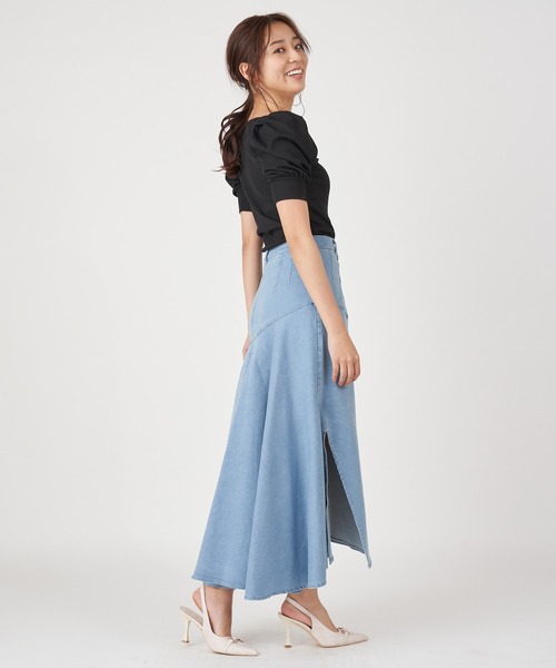 ROYAL PARTY（ロイヤルパーティー）の「ショルダータックパフトップス（Tシャツ/カットソー・レディース・マルチ/ブラック/オフホワイト・FREE）」の9枚目の写真