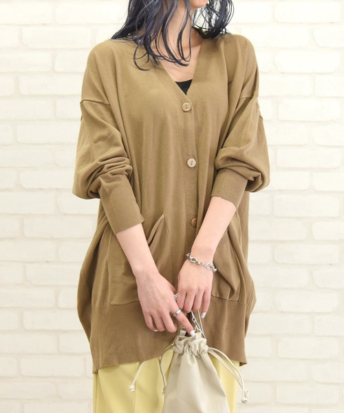 sango（sango）の「ポケット付きカーディガン（カーディガン/ボレロ・レディース・ブラウン/オフホワイト/エメラルド・FREE）」の2枚目の写真