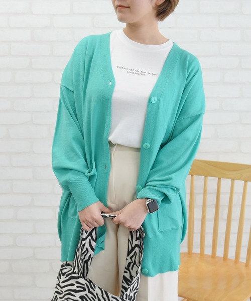 sango（sango）の「ポケット付きカーディガン（カーディガン/ボレロ・レディース・ブラウン/オフホワイト/エメラルド・FREE）」の3枚目の写真